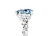 White gold Heart Cut Aquamarine Cluster Side Stone Solitaire Ring with Prong Setting_29