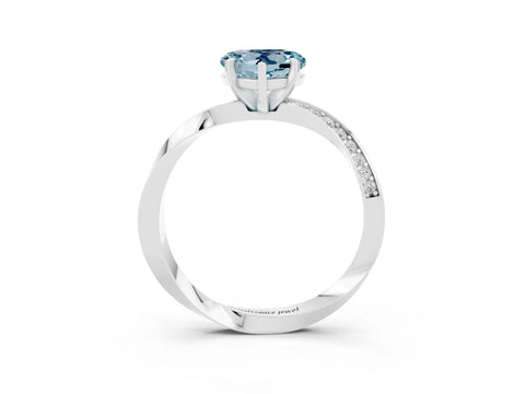 White gold Heart Cut Aquamarine Engagement Ring with Side Stone Accents and Four-Prong Setting_27