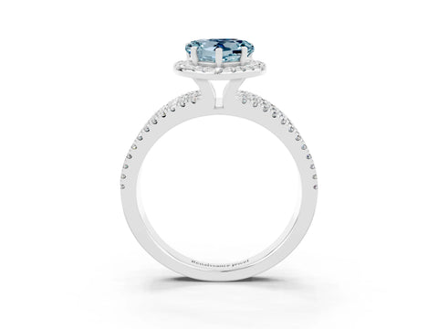 White gold Heart Cut Aquamarine Halo Engagement Ring with Split Shank and Four-Prong Setting_15