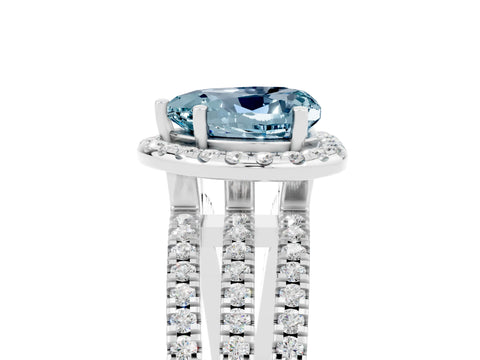 White gold Heart Cut Aquamarine Halo Engagement Ring with Split Shank and Four-Prong Setting_5