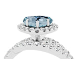 White gold Heart Cut Aquamarine Halo Ring with Round Split Shank and Prong Setting_64