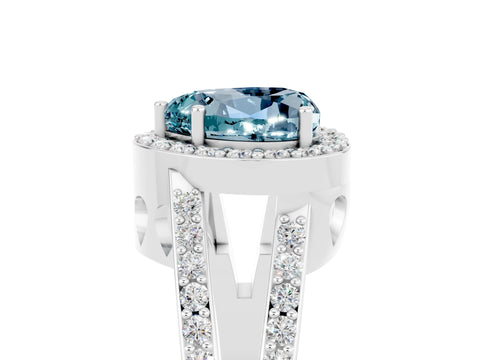 White gold Heart Cut Aquamarine Halo Ring with Split Shank U-Prong Band and Four-Prong Setting_5