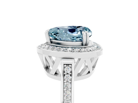 White gold Heart Cut Aquamarine Halo Ring with Split Shank and Four-Prong Setting_23