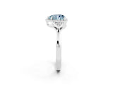 White gold Heart Cut Aquamarine Halo Ring with Tapered Band and Four-Prong Setting_2