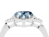 White gold Heart Cut Aquamarine Halo Ring with Tapered Band and Four-Prong Setting_4
