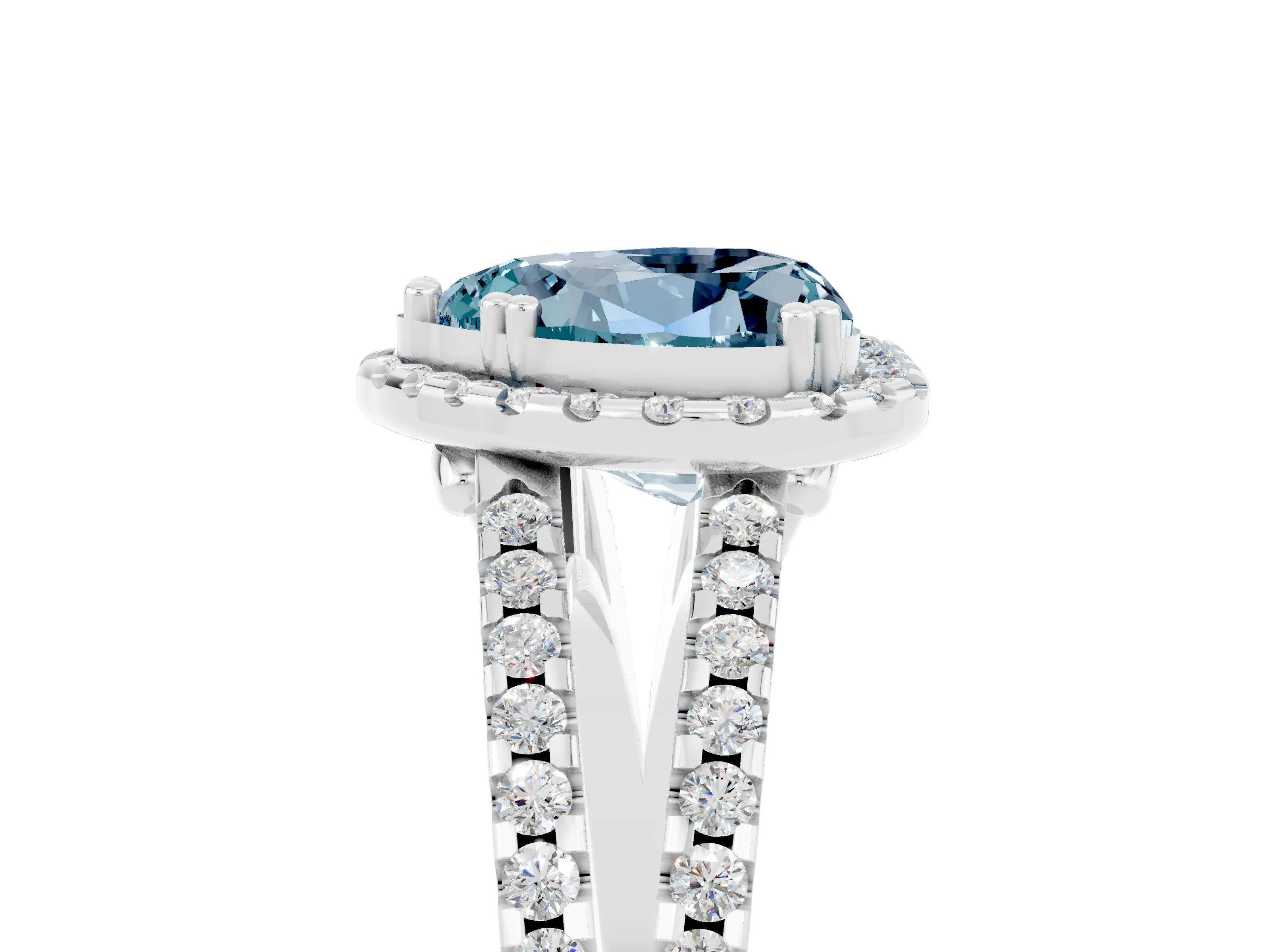 White gold Heart Cut Aquamarine Halo Split Shank Engagement Ring_17