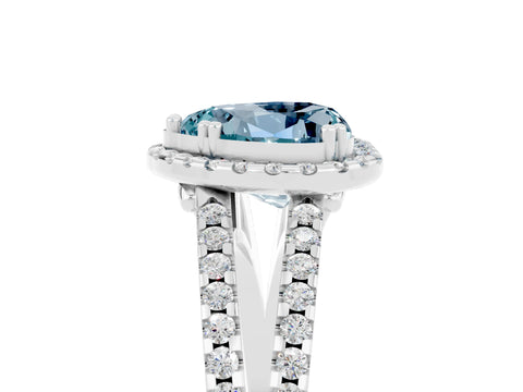 White gold Heart Cut Aquamarine Halo Split Shank Engagement Ring_17