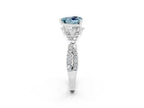 White gold Heart Cut Aquamarine Halo Twist Band Solitaire Prong Setting Ring_2