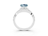 White gold Heart Cut Aquamarine Halo Twist Band Solitaire Prong Setting Ring_3