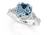White gold Heart Cut Aquamarine  Halo Twist Band Solitaire Prong Setting Ring_49