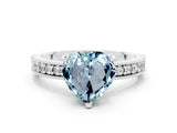 White gold Heart Cut Aquamarine Milgrain Pavé Engagement Ring with Four-Prong Setting_12