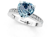 White gold Heart Cut Aquamarine Milgrain Pavé Engagement Ring with Four-Prong Setting_13
