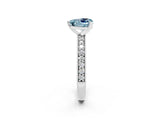 White gold Heart Cut Aquamarine Milgrain Pavé Engagement Ring with Four-Prong Setting_14