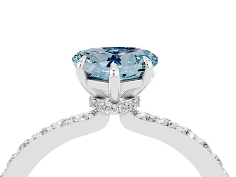 White gold Heart Cut Aquamarine Pavé Engagement Ring with Round  Accents and Prong Setting_28