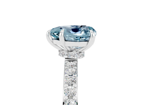 White gold Heart Cut Aquamarine Pavé Engagement Ring with Round  Accents and Prong Setting_29