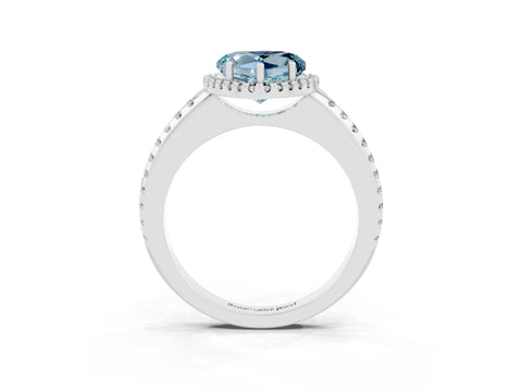White gold Heart Cut Aquamarine Pavé Halo Ring with Four-Prong Setting_35