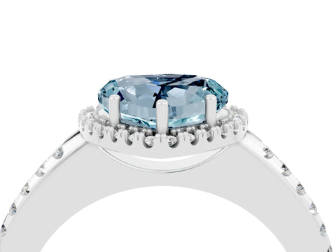 White gold Heart Cut Aquamarine Pavé Halo Ring with Four-Prong Setting_36
