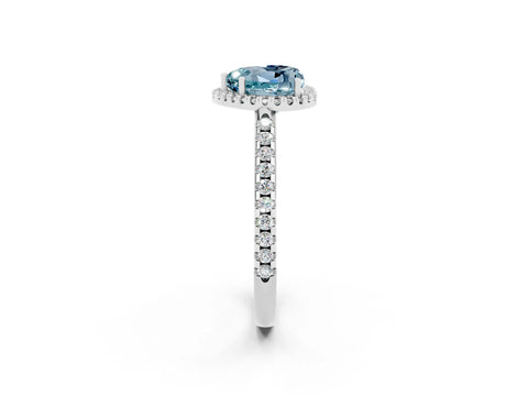 White gold Heart Cut Aquamarine Pavé Halo Ring with Four-Prong Setting_38