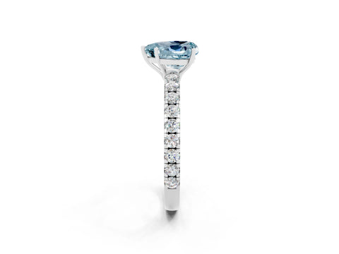 White gold Heart Cut Aquamarine Pavé Solitaire Engagement Ring with Four-Prong Setting_14