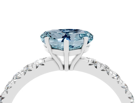 White gold Heart Cut Aquamarine Pavé Solitaire Engagement Ring with Four-Prong Setting_16