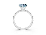 White gold Heart Cut Aquamarine Pavé Solitaire Ring with Round Band and Prong Setting_51