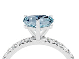 White gold Heart Cut Aquamarine Pavé Solitaire Ring with Round Band and Prong Setting_52