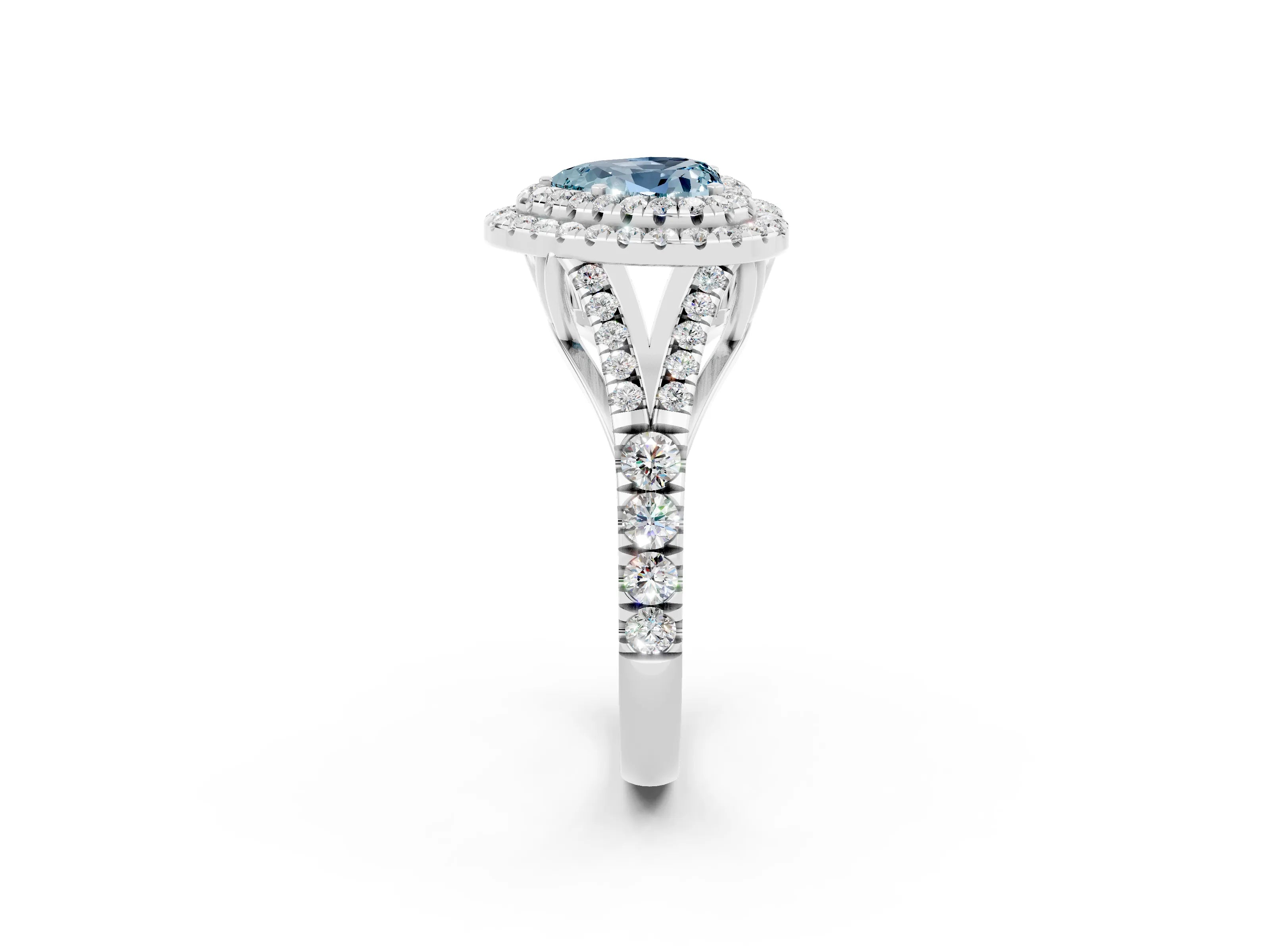 White gold Heart Cut Aquamarine Pavé Split Shank Double Halo Engagement Ring_2