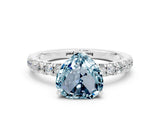 White gold Heart Cut Aquamarine Pave Band Solitaire Ring with Four-Prong Setting_24