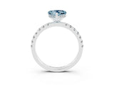 White gold Heart Cut Aquamarine Pave Band Solitaire Ring with Four-Prong Setting_27