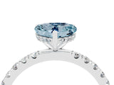 White gold Heart Cut Aquamarine Pave Band Solitaire Ring with Four-Prong Setting_28