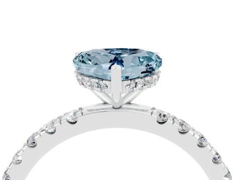 White gold Heart Cut Aquamarine Pave Band Solitaire Ring with Four-Prong Setting_28