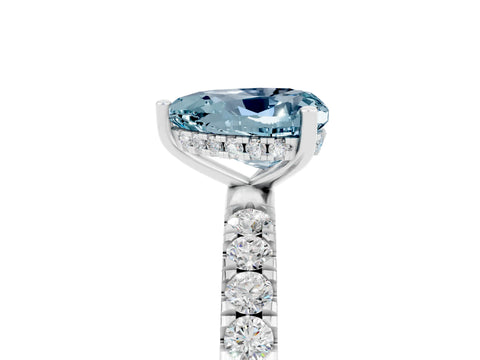White gold Heart Cut Aquamarine Pave Band Solitaire Ring with Four-Prong Setting_29