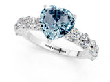 White gold Heart Cut Aquamarine Prong Setting with Side Stones on a Pave Band_1