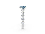 White gold Heart Cut Aquamarine Prong Setting with Side Stones on a Pave Band_2