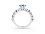 White gold Heart Cut Aquamarine Prong Setting with Side Stones on a Pave Band_3