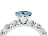 White gold Heart Cut Aquamarine Prong Setting with Side Stones on a Pave Band_4