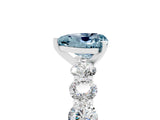 White gold Heart Cut Aquamarine Prong Setting with Side Stones on a Pave Band_5