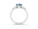 White gold Heart Cut Aquamarine Ring with Side Stones and Four-Prong Setting_39