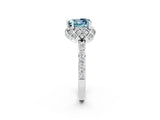 White gold Heart Cut Aquamarine Scalloped Halo Engagement Ring with Round Shared Prong Band_26