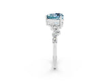 White gold Heart Cut Aquamarine Scattered Round Accent Ring with Prong Setting_26