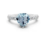 White gold Heart Cut Aquamarine Side Stone Solitaire Ring with Round  and Four-Prong Setting_48