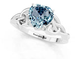White gold Heart Cut Aquamarine Solitaire Celtic Knot Ring with Four-Prong Setting_13