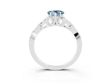 White gold Heart Cut Aquamarine Solitaire Celtic Knot Ring with Four-Prong Setting_15