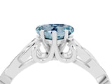 White gold Heart Cut Aquamarine Solitaire Celtic Knot Ring with Four-Prong Setting_16