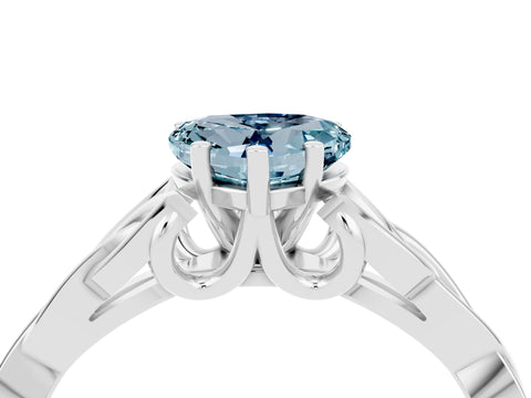 White gold Heart Cut Aquamarine Solitaire Celtic Knot Ring with Four-Prong Setting_16