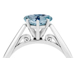 White gold Heart Cut Aquamarine Solitaire Engagement Ring with Cathedral Setting and Four-Prong Mount_10