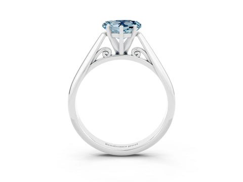 White gold Heart Cut Aquamarine Solitaire Engagement Ring with Cathedral Setting and Four-Prong Mount_15
