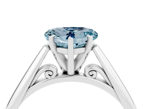 White gold Heart Cut Aquamarine Solitaire Engagement Ring with Cathedral Setting and Four-Prong Mount_28