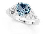 White gold Heart Cut Aquamarine Solitaire Engagement Ring with Celtic Knot Band and Four-Prong Setting_1