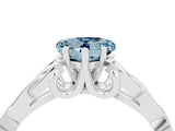 White gold Heart Cut Aquamarine Solitaire Engagement Ring with Celtic Knot Band and Four-Prong Setting_4